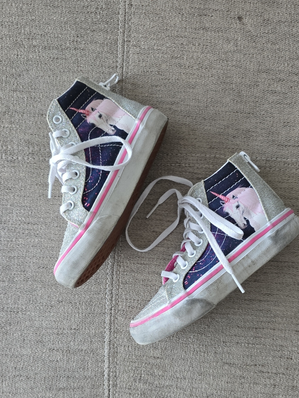 Vans Girls' Glitter Unicorn High-Top Sneakers - Silver & Pink